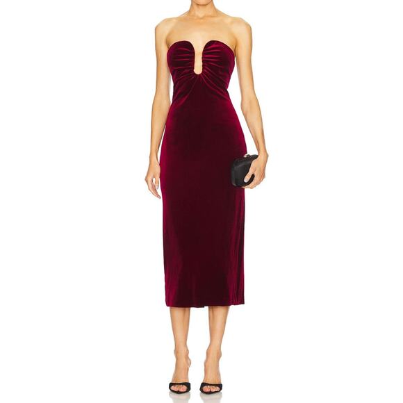ASTR The Label Arista Sweetheart Velvet Midi Dress - L - Picture 5 of 6